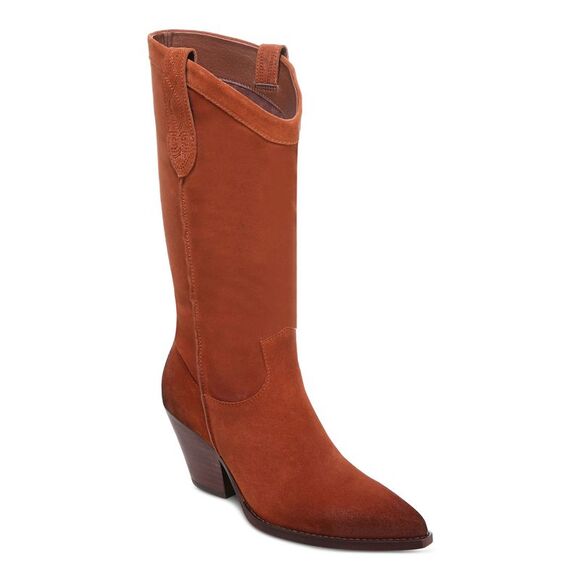 NWT SAM EDELMAN Womens Olive Taupe Orange Tabs JamieWestern Boot 7.5 M